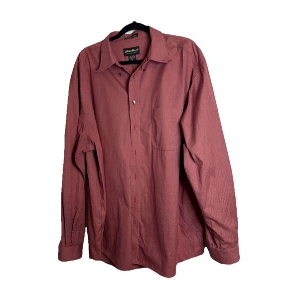 Eddie Bauer Men Button Down Shirt Plaid Cotton Red Size 2XLT Relaxed Wrinkle Res - Picture 1 of 6